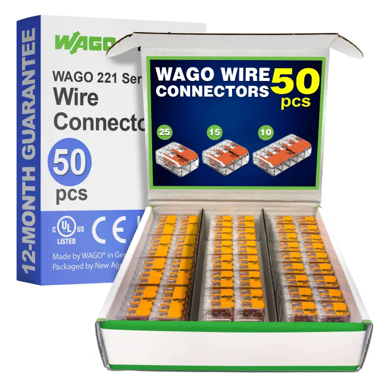 WAGO 221 Series 50pc Compact Splicing Wire Connectors Assortment WAGO 221 Series 50pc Compact Splicing Wire Connectors Assortment - Image 1
